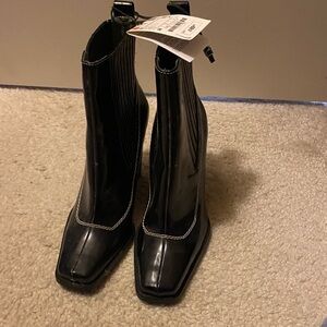 Zara Glossy Black Heeled Boots